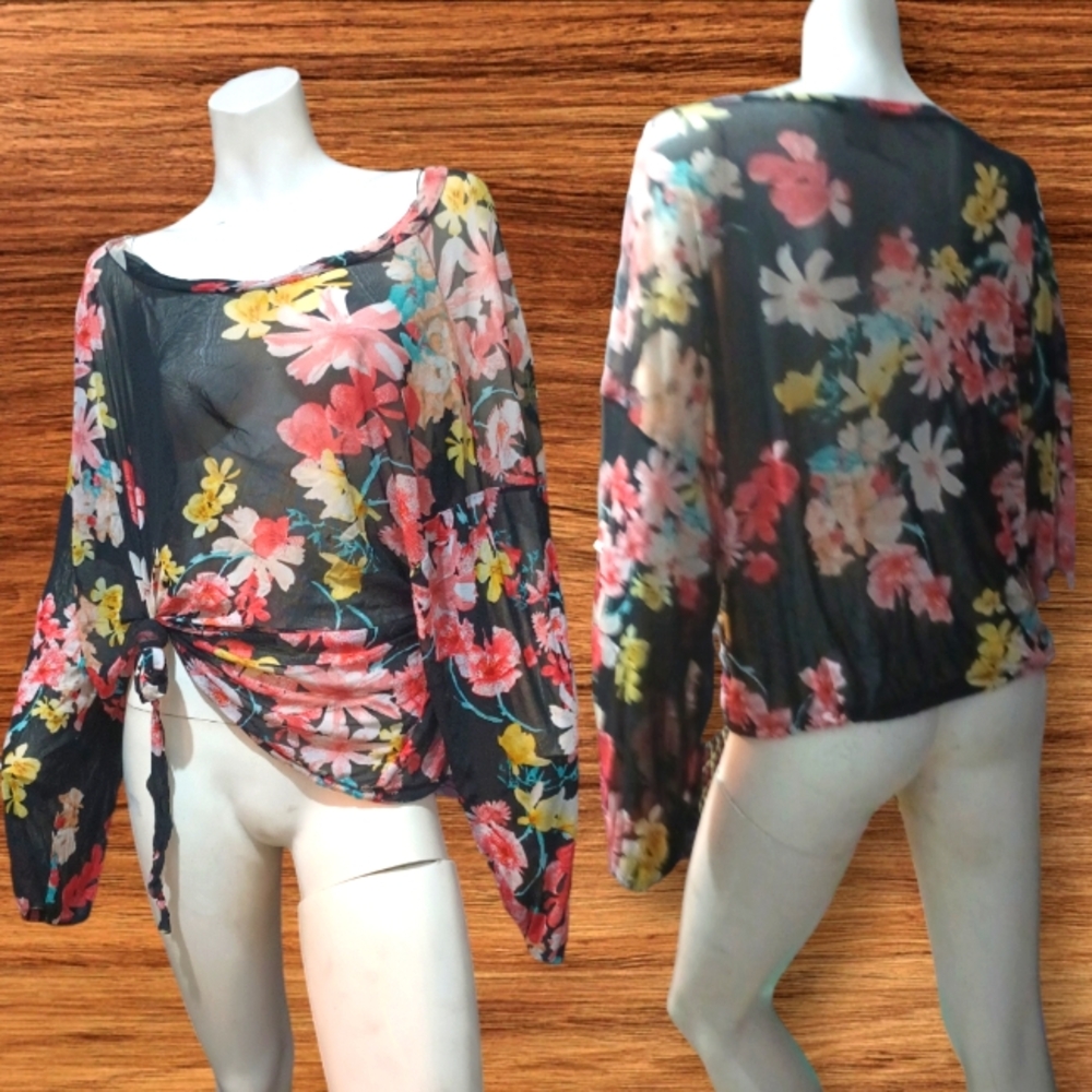 IMPULSIVE FLORAL MESH BLOUSE